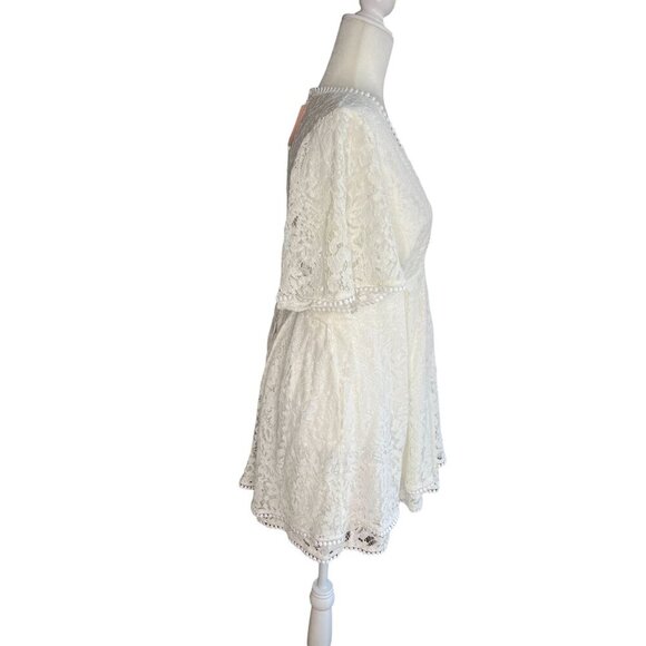 Showpo Women's White Lace Dip V-Neck Dress Size M - Picture 3 of 8
